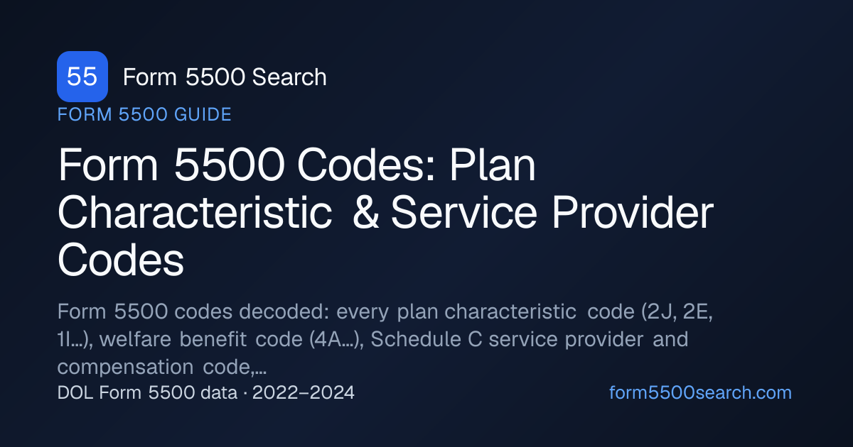 Form 5500 Codes: Plan Characteristic & Service Provider Codes