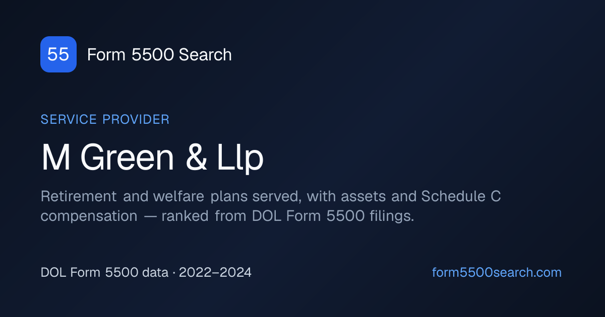M Green — Form 5500 Service Provider Profile | Form 5500 Search